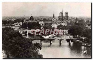 Old Postcard La Cite Notre Dame and bridges