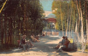 Algeria Alger Algiers Le Square Bresson Benches vintage postcard