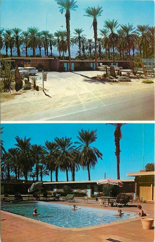 Autos Indio California 1950s Palm Shadow Motel Pool roadside Phoenix 9722