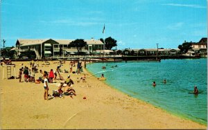 Nantucket Massachusetts Childrens Bathing Beach Scenic Ocean Chrome Postcard 