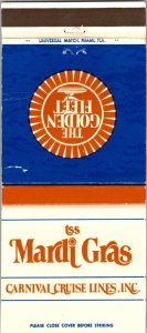 Vintage Matchbook Cover TSS Mardi Gras Carnival Cruise Lines MB173