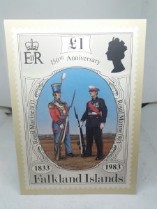 Royal Marine Falkland Islands 150th Anniversary 1833-1983 £1 Stamp Postcard