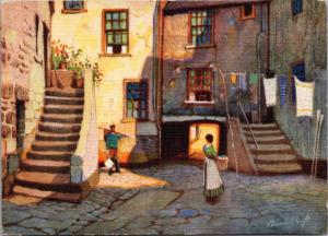 Court Cocking St. Ives Cornwall England UK Anne Croft Art Linen Postcard D41 