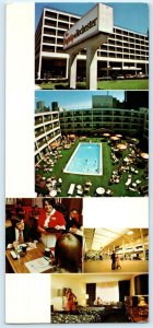 ROCHESTER, New York NY ~ Roadside FLAGSHIP ROCHESTER HOTEL Pool 4x9 Postcard