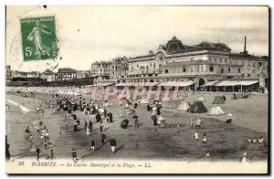 Old Postcard Biarritz Municipal Casino and the Beach