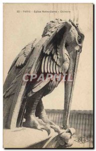 Old Postcard Gargoyle Paris church Notre Dame Chimere