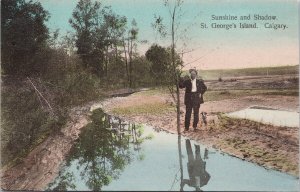 St George's Island Calgary Alberta AB Sunshine Shadow Pearson Postcard H37