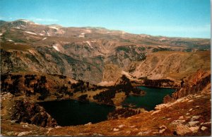 Vtg 1950s Twin Lakes Beartooth Highway Yellowstone Red Lodge Montana MT Postcard