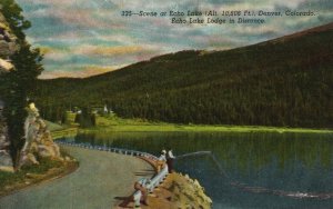 Vintage Postcard Scene at Echo Lake Fishing Roadway Trail Denver Colorado CO