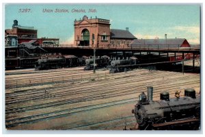 c1910's Union Station Train Locomotor Omaha Nebraska NE Unposted Bridge Postcard