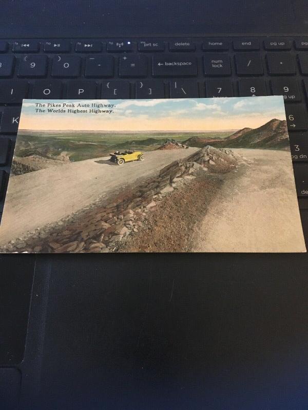 Vintage Postcard; The Pikes Peak Auto Highway, World's Highest Highway