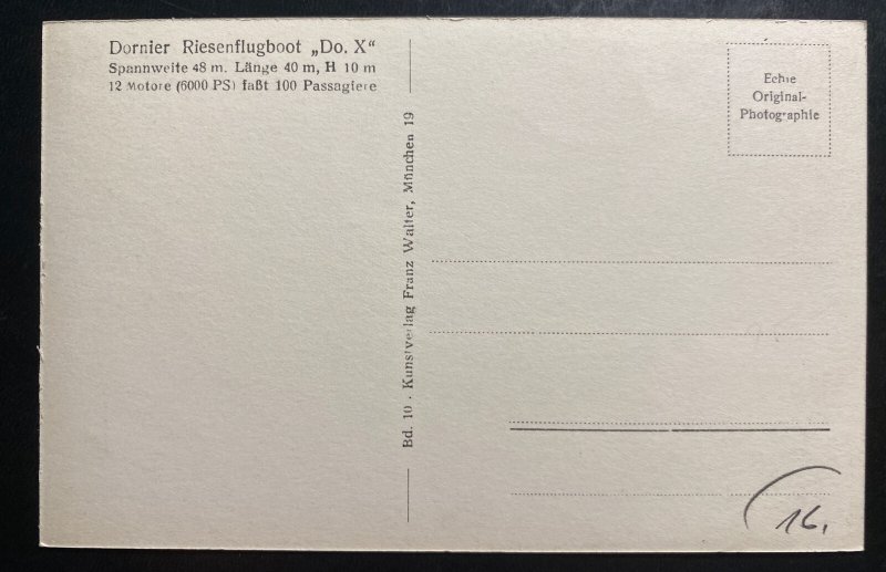 Mint Dornier DOX Giant Seaplane Real Picture Postcard Departure Scene