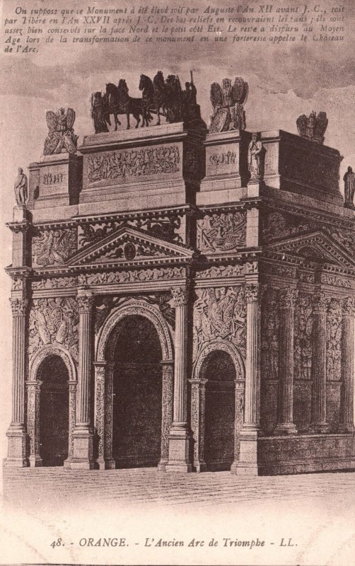 Vintage Postcard Orange L'Ancien Arc De Triomphe Historical Building France