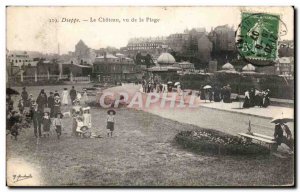 Old Postcard Dieppe Castle seen from the beach