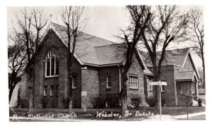 New Methodist Church Webster South Dakota Black and White RPPC Postcard