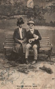Vintage Postcard 1907 Lovers Couple In The Park Dating Cigar Comic Romance