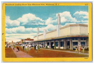 1951 Boardwalk Looking South from Glenwood Ave Wildwood New Jersey NJ Postcard 
