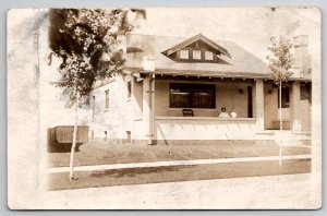 RPPC Mother and Child On Porch Cape Cod Style House Postcard D23