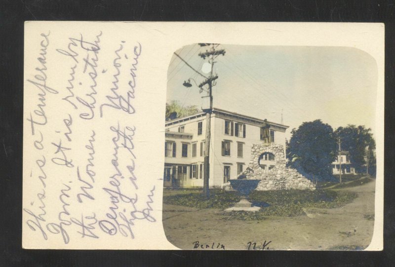 RPPC BERLIN NEW YORK NY TEMPERENCE INN PROHIBITION ERA REAL PHOTO POSTCARD