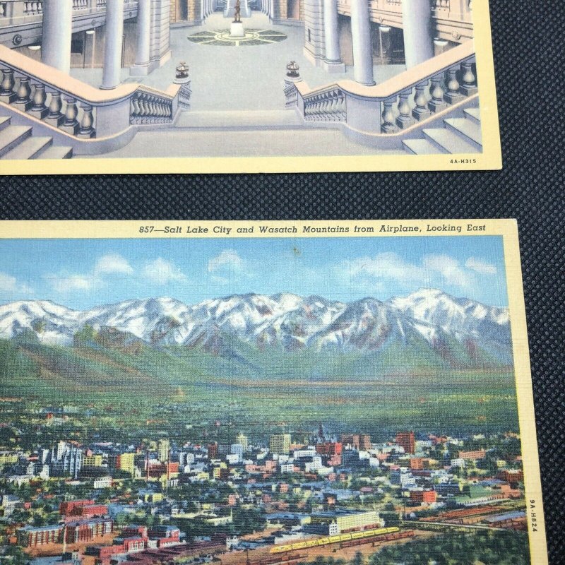 LOT OF 3 : Utah UT postcard Salt Lake City, STATE CAPITOL WASATCH AERIAL - LINEN 