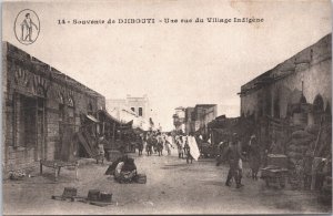 Somalia Djibouti Une rue du Village Indigene Vintage Postcard 09.01