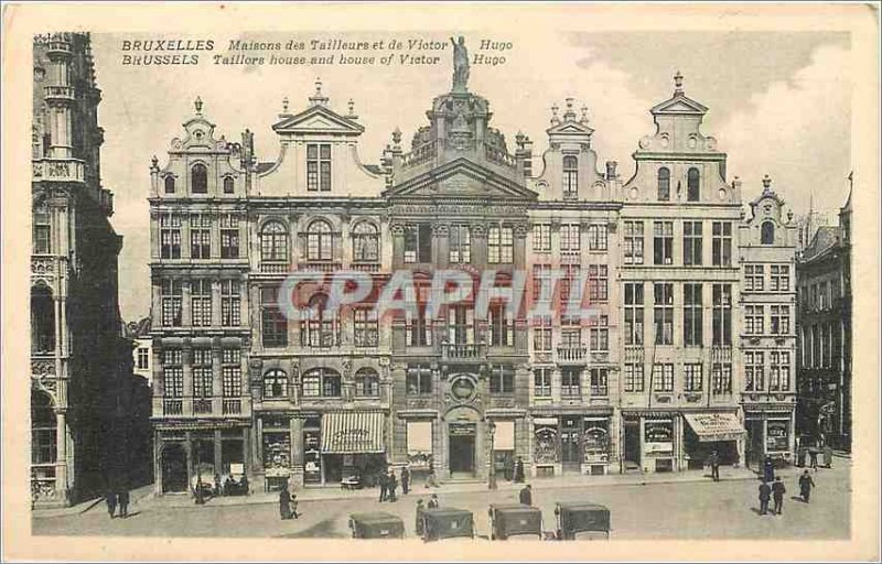 Brussels Old Postcard House of Tailors and Victor Hugo