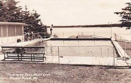 Maine Round Pond Moxie Cove Swimming Pool 1951 Real Photo RPPC