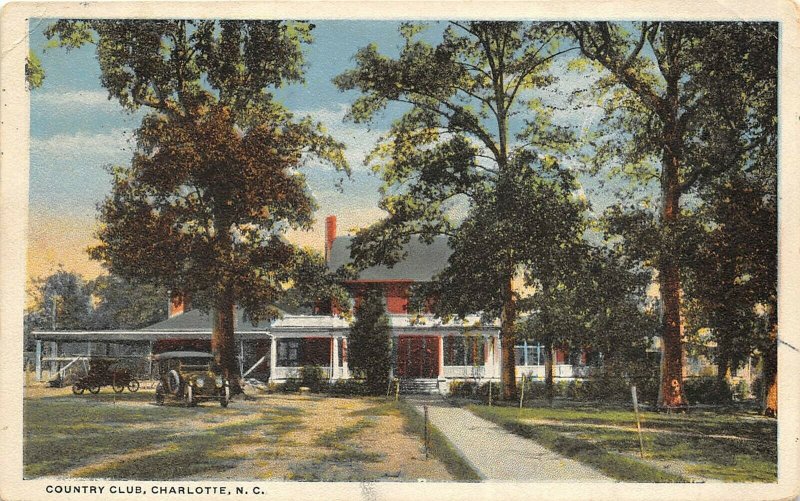 Charlotte North Carolina 1918 Postcard Country Club