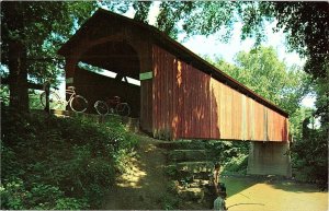 Old Covered Bridge Over Flat Ridge Sedalia Missouri Vintage Photochrome Postcard