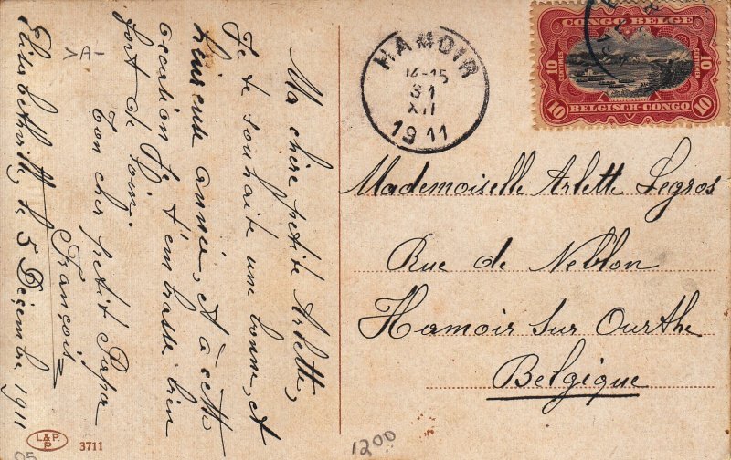 Belgian Congo #42 on  Post Card BONNE ANNEE  1911