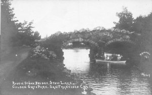 San Francisco CA Rustic Stone Bridge Boat Artphoto Real Photo Postcard