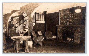 RPPC Worthy Inn Lobby Interior Manchester Vermont VT UNP Postcard W17