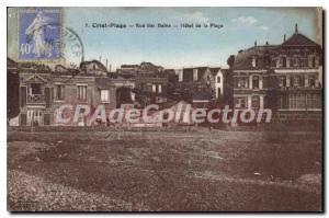 Old Postcard Criel Plage Rue Des Bains Hotel From the beach