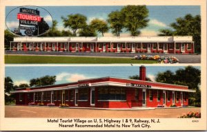 Linen Postcard Motel Tourist Village US Routes 1 & 9 in Rahway, New Jersey