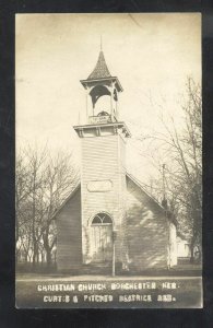 RPPC DORCHESTER NEBRASKA CHRISTIAN CHURCH VINTAGE REAL PHOTO POSTCARD