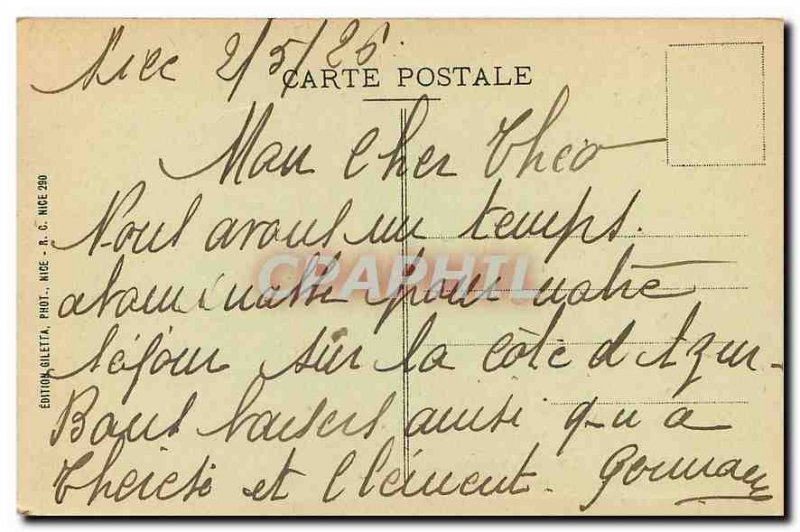 Old Postcard Beaulieu Nice surroundings View between Olives