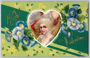 K47/ Valentine's Day Love Holiday Postcard c1910 Child Pretty Woman 453