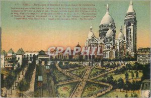 Postcard Old Paris Funicular and Basilica of the sacred Heart of Montmartre