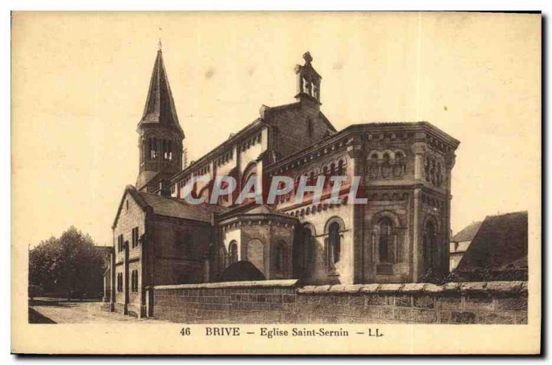 Old Postcard Brive Church of Saint Sernin