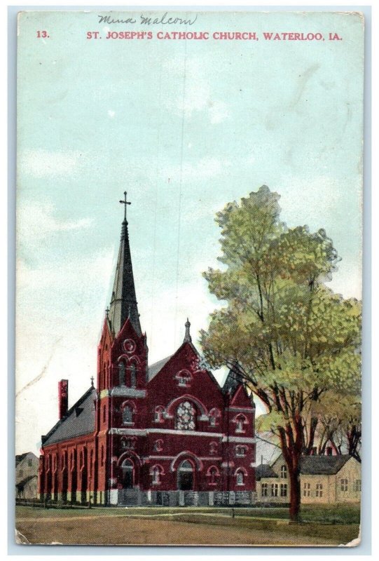 c1910 St. Joseph's Catholic Church Chapel Exterior View Waterloo Iowa Postcard