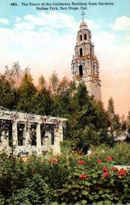 San Diego Balboa Park The Tower Of The California Building From Gardens Curteich