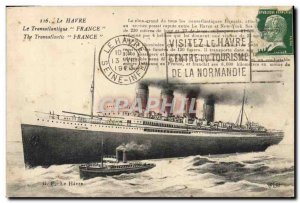 Old Postcard Boat Ship Le Havre The Transatlantic France