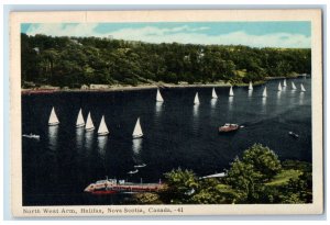 c1950's Boating Scene North West Arm Halifax Nova Scotia Canada Postcard