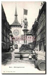 Old Postcard Bern Switzerland Zahringerbrunnen