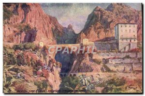 Postcard Old Bridge St. Louis Menton Border Italian Franco