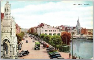 The Mall Cork Ireland Buildings Roadway Cars Canal Bridge Postcard