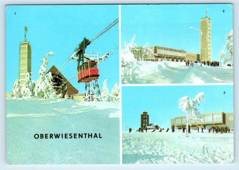 OBERWIESENTHAL, GERMANY ~ Bergstation Multi View SKIERS SKI LIFT  4x6 Postcard