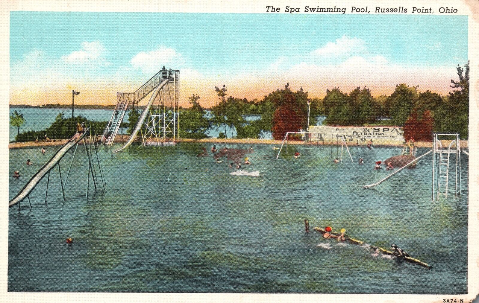 Vintage Postcard 1920's The Spa Swimming Pool Russells Point Ohio OH ...