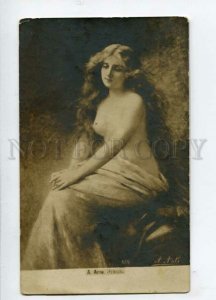 3115124 Semi-Nude BELLE Long Hair Etude Angelo ASTI old PHOTO