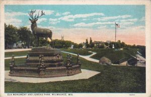 Wisconsin Milwaukee Elk Monument And Juneau Park 1923